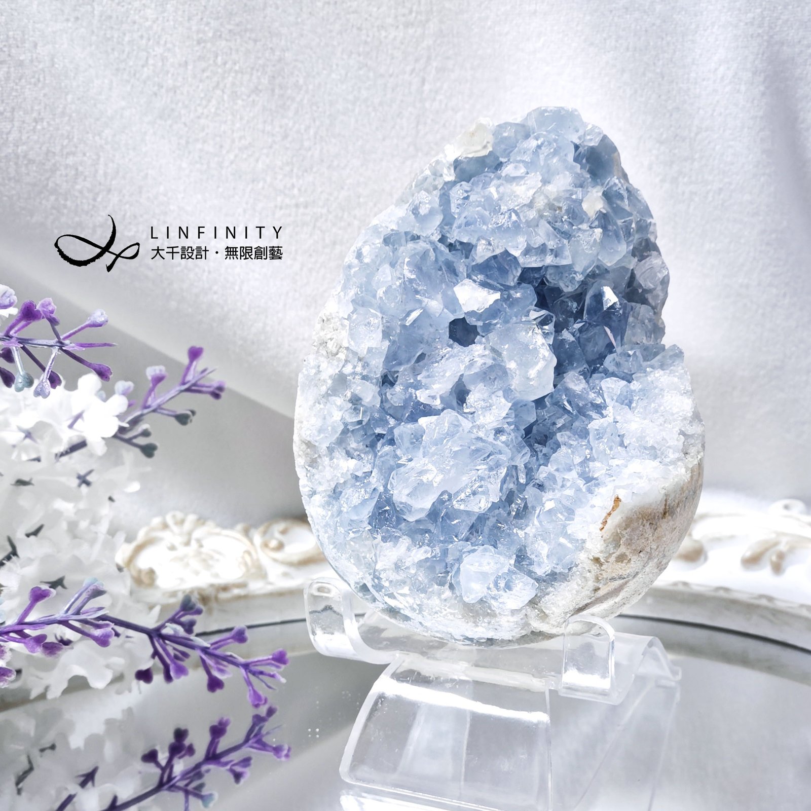 頂級稀有天青石天使石來自天界的寶石蛋形招財擺件單品禮物