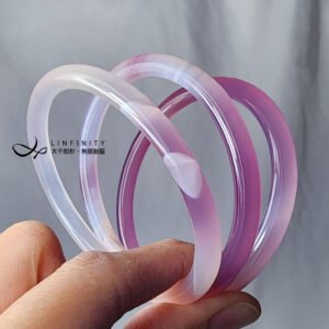 冰種 粉玉瓍 富貴 叮噹鐲 玉振金聲 3只一組 手鐲 18.2cm 禮物