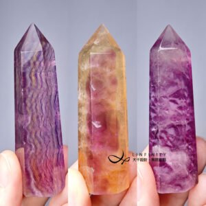 稀有紫黃螢石 雪花波紋 事業成功 智慧 招財 晶柱 單品 禮物 獨家