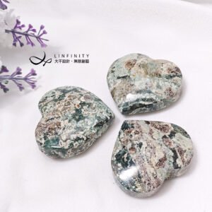 稀有綠櫻花瑪瑙心型擺件 心想事成 事業成功 招財 禮物 收藏 獨家