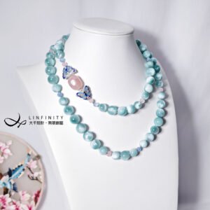 頂級天使綠海紋石 綠柱石 摩根石 蝴蝶 長項鍊 可戴2圈 單品 禮物