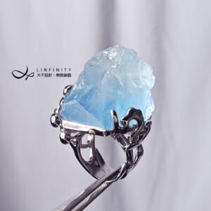 稀有頂級藍螢石 雪山 智慧 事業 戒指 內徑16.5mm 單品 禮物 收藏