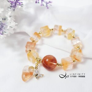 頂級兔毛水晶 天圓地方 紅運當頭 桃 福氣 富貴 手鍊 單品 禮物