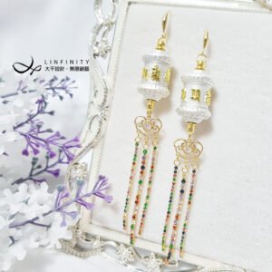 獨家 六字真言 轉經輪 彩色 鋯石 流蘇 祈願 功德 富貴 耳環 單品 禮物