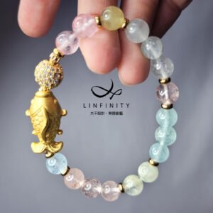 彩虹綠柱石 摩根石 海藍寶 魚躍龍門 招財 七脈輪 手鍊 單品 禮物