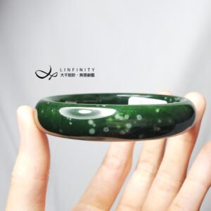 天然和闐碧玉 雪花 招財 手鐲 19cm 附第三方檢驗證書 單品 禮物