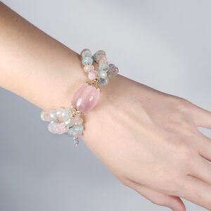 星光粉晶 綠柱石 摩根石 海藍寶 花苞造型 手鍊 彩虹 單品 禮物