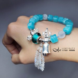 頂級天河石 藍月光石 琉璃 金剛鈴杵 智慧 靈性 手鍊 單品 禮物