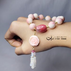 頂級女皇貝 台灣花蓮玉化玫瑰石 藍月光石 人緣 手鍊 單品 禮物