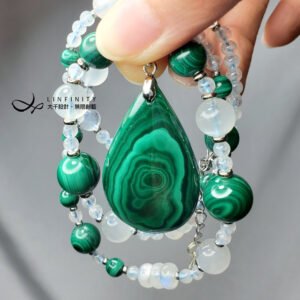 頂級孔雀石 藍月光石 智慧 靈性 和平 人緣 富貴 項鍊 單品 禮物