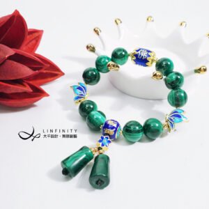 頂級孔雀石 佛字 六字真言 琺瑯 蝴蝶 智慧 富貴 吉祥 手鍊 禮物