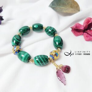 頂級孔雀石 碧璽 一葉成功 如魚得水 心輪 招財 手鍊 單品 禮物