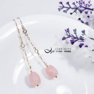 冰種摩根石 回紋吉祥 勇敢者之石 勇氣 長金鍊 愛情 耳環 禮物