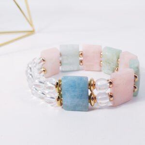 彩虹綠柱石 摩根石 海藍寶 馬卡龍 浪漫 白水晶 手鍊 單品 禮物