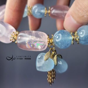星光粉晶 彩虹光 海藍寶 心想事成 人緣 智慧 手鍊 單品 禮物