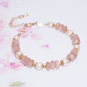 頂級橘月光石 月光女神 靈性第三隻眼 珍珠 手鍊 情人 禮物 獨家