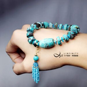松石 土耳其石 瓷化 流蘇 招財 智慧 富貴 手鍊 單品 禮物