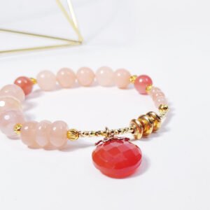 天然 櫻花瑪瑙 橘月光 太陽石 氣質 手鍊 單品 招財 禮物