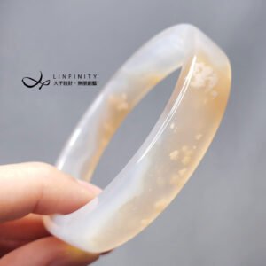 天然 冰種 晶透 櫻花瑪瑙 雪花 富貴 招財 方鐲 手鐲 17.5cm 單品 禮物