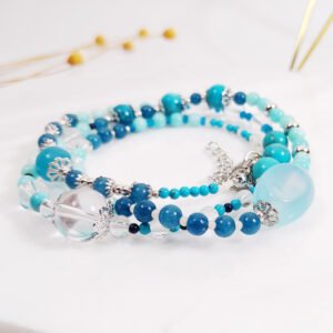 頂級藍松石 藍玉瓍 水晶 寶石 能量 3圈手鍊 項鍊 2用 單品 禮物