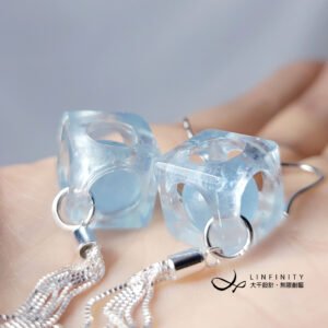 頂級 冰海藍寶 星光 彩虹光 外方內圓 流蘇 智慧 事業 耳環 單品 禮物