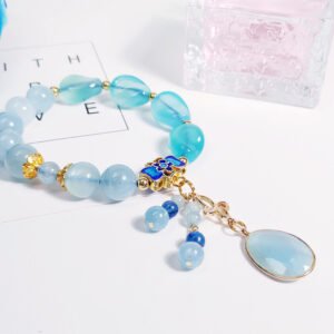 海藍寶 藍玉瓍 藍晶石 琺瑯 喉輪 能量 手鍊 單品 禮物