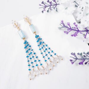 綠柱石 海藍寶 白水晶 流蘇 典雅 氣質 人緣 耳環 情人 喉輪 禮物