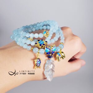 海藍寶 金魚 大象 龜 蝴蝶 智慧 108手串 念珠 5.6mm 單品 禮物