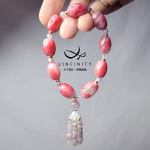 台灣花蓮玉化玫瑰石 櫻花雨 愛情 梅花碧璽 桃花 手鍊 單品 禮物