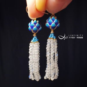 開運 頂級 藍暈月光石 蓮花 琺瑯 流蘇 富貴 清淨 智慧 耳環 單品 禮物