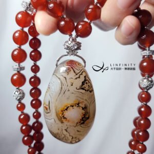 紅瑪瑙玉瓍 紅運當頭 水墨風 招財 富貴 大寶石項鍊 單品 禮物