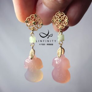 天然 瑪瑙 玉瓍 旗袍 旗開得勝 岫玉 富貴 不對稱設計 耳環 單品 禮物