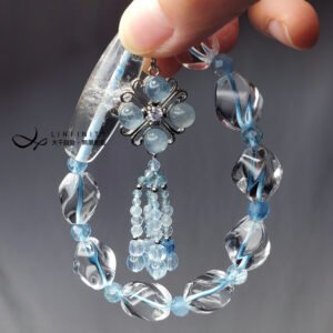 頂級全美幽靈白水晶 海藍寶 幸運 智慧 勇氣 招財 手鍊 單品 禮物