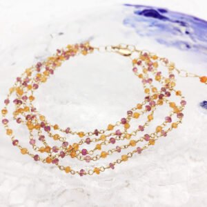 天然 石榴石 手工 18K金 多股 手鍊 單品 禮物