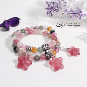頂級草莓晶 星星 彩碧璽 七脈輪 桃花 姻緣 手鍊 單品 禮物