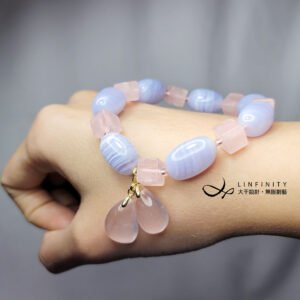 星光粉晶 藍紋瑪瑙 保護之石 愛情 智慧 手鍊 單品 禮物