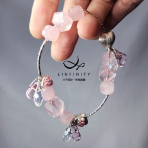 粉晶 琺瑯 萊茵石 琉璃 心慈好善 成功 愛情 人緣 手鍊 單品 禮物