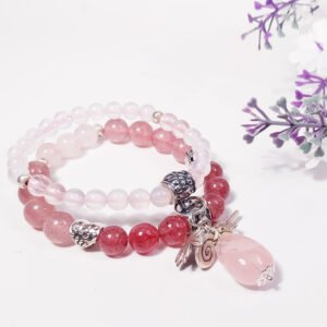 草莓晶 粉晶 手鍊 情人 真愛數字 我愛你 一生一世 520 1314 禮物