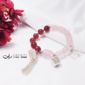 頂級鴿血紅草莓晶 星光粉晶 金剛杵 蘋果 平安 人緣 手鍊 禮物