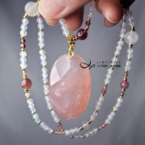 粉晶 藍月光石 碧璽 事業 智慧 愛情 貴人 人緣 項鍊 單品 禮物