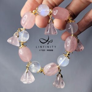 粉晶 蓮蓬 藍月光石 靈性第三眼 智慧 愛情 人緣 手鍊 單品 禮物