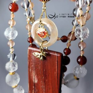 紅碧玉 無飾牌 櫻花瑪瑙 紅玉瓍 兔毛 白水晶 項鍊 單品 禮物