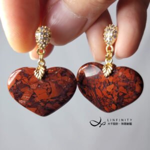 稀有 紅花瑪瑙 心想事成 油畫 富貴 吉祥 招財 大寶石耳環 限2款 禮物