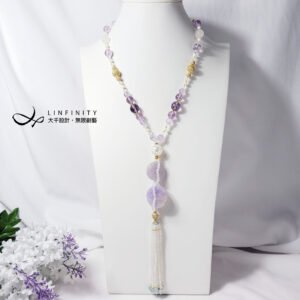 紫羅蘭翡翠 古錢 金硨磲 紫黃晶 藍月光 流蘇 招財智慧 項鍊 單品 禮物