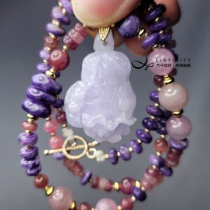 開運 翡翠 紫羅蘭 白菜 百財 紫龍晶 碧璽 事業 招財 項鍊 僅一件 禮物
