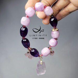 頂級貓眼紫鋰輝 紫水晶 碧璽 如意 富貴花 智慧 手鍊 單品 禮物