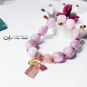 紫鋰輝 碧璽 水蜜桃 花 絕代佳人 富貴 招財 手鍊 單品 禮物