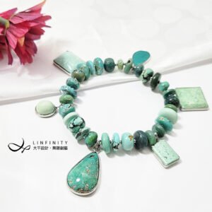 高瓷綠松石 多寶釧 無飾牌 平安 許願 富貴 招財 手鍊 單品 禮物