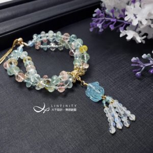 頂級彩虹綠柱石 鑽面 七脈輪 狐狸 藍月光 流蘇 手鍊 單品 禮物