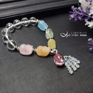 彩虹綠柱石 貔貅 幽靈水晶 白水晶 藍月光 手鍊 單品 禮物